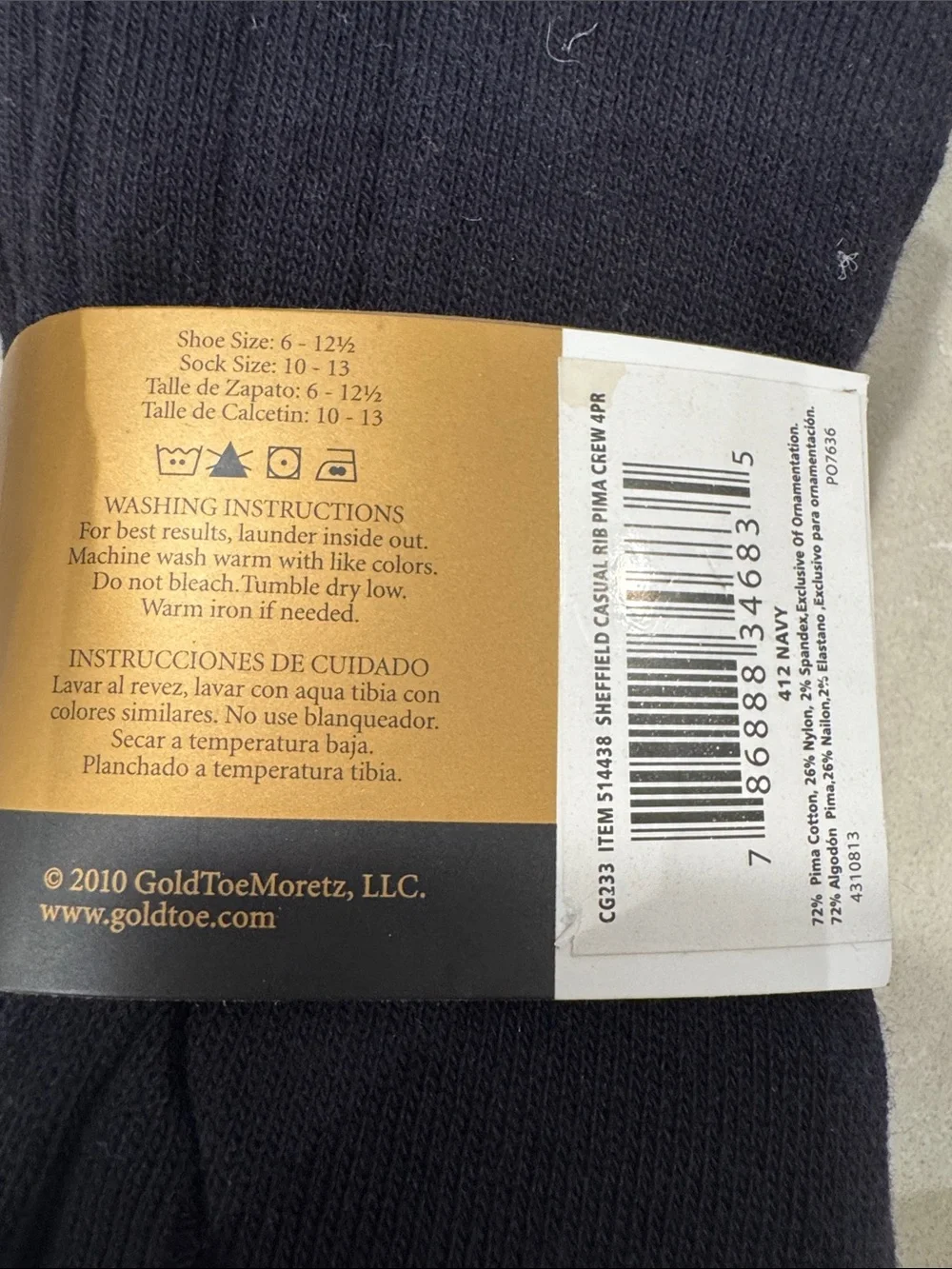 Gold Toe Sheffield Men's Navy Ribbed Dress Socks - 4 Pack